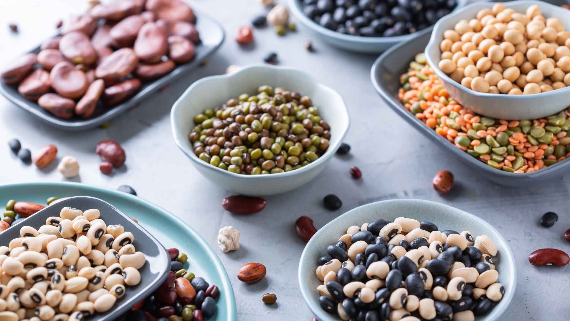 Bowls of beans and pulses