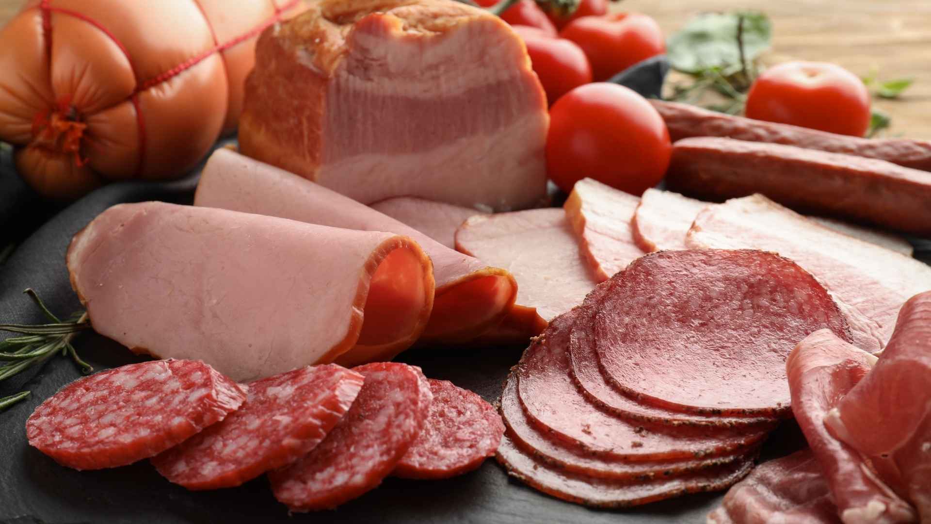 A selection of red and processed meats