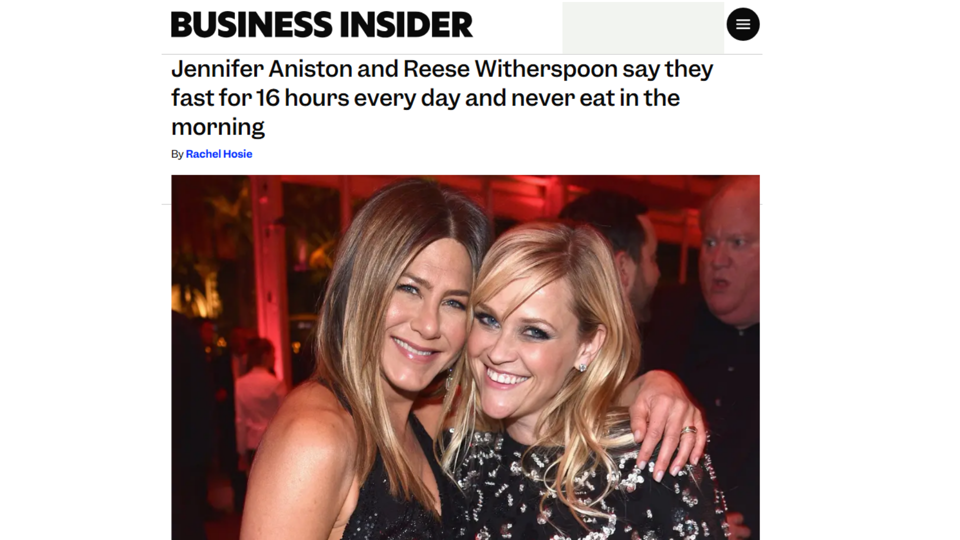 Jennifer Aniston and Reese Witherspoon talk about intermittent fasting