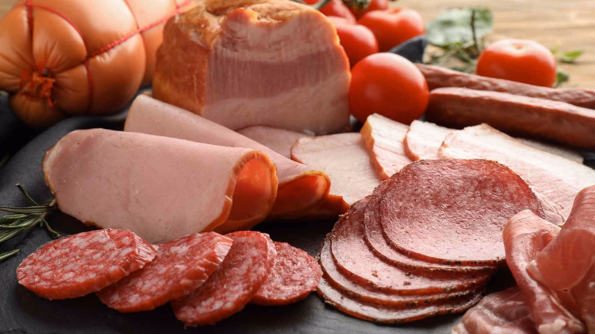A selection of red and processed meats