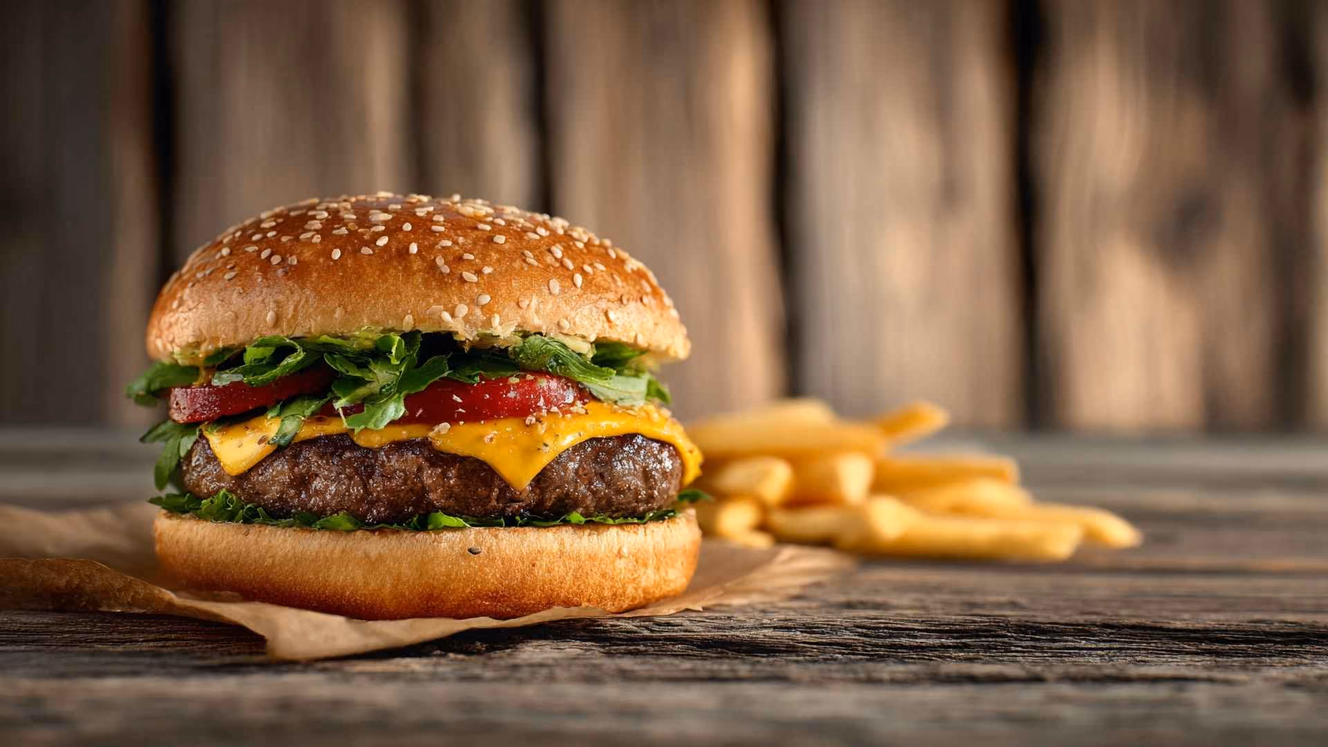 burger and chips