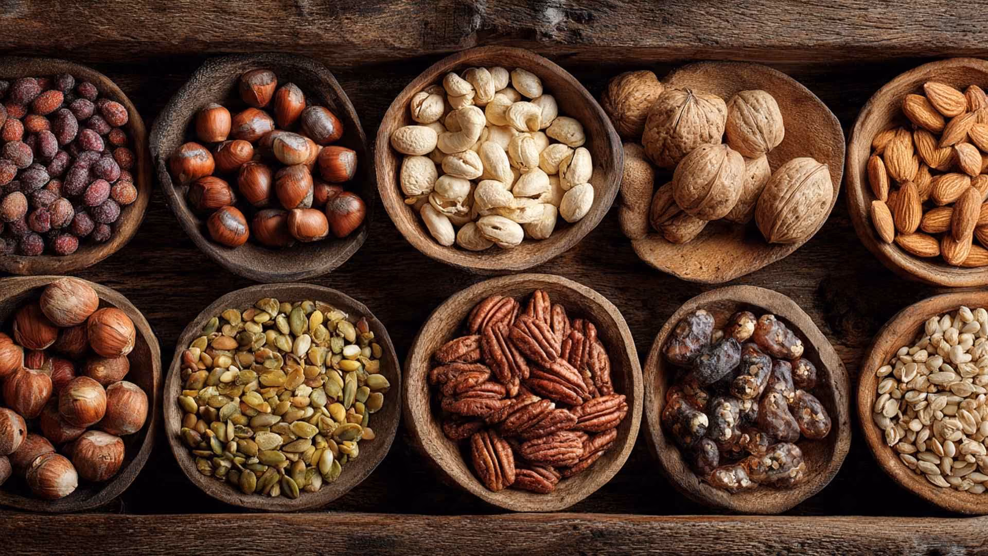 A platter of various nuts and seeds