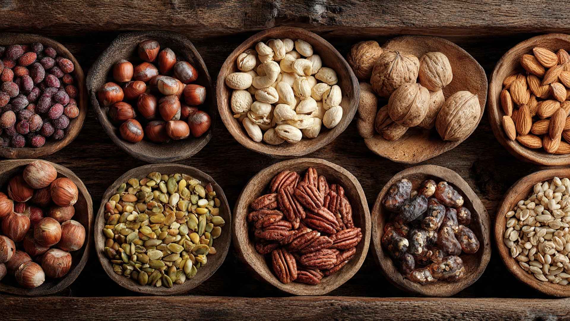 A platter of various nuts and seeds
