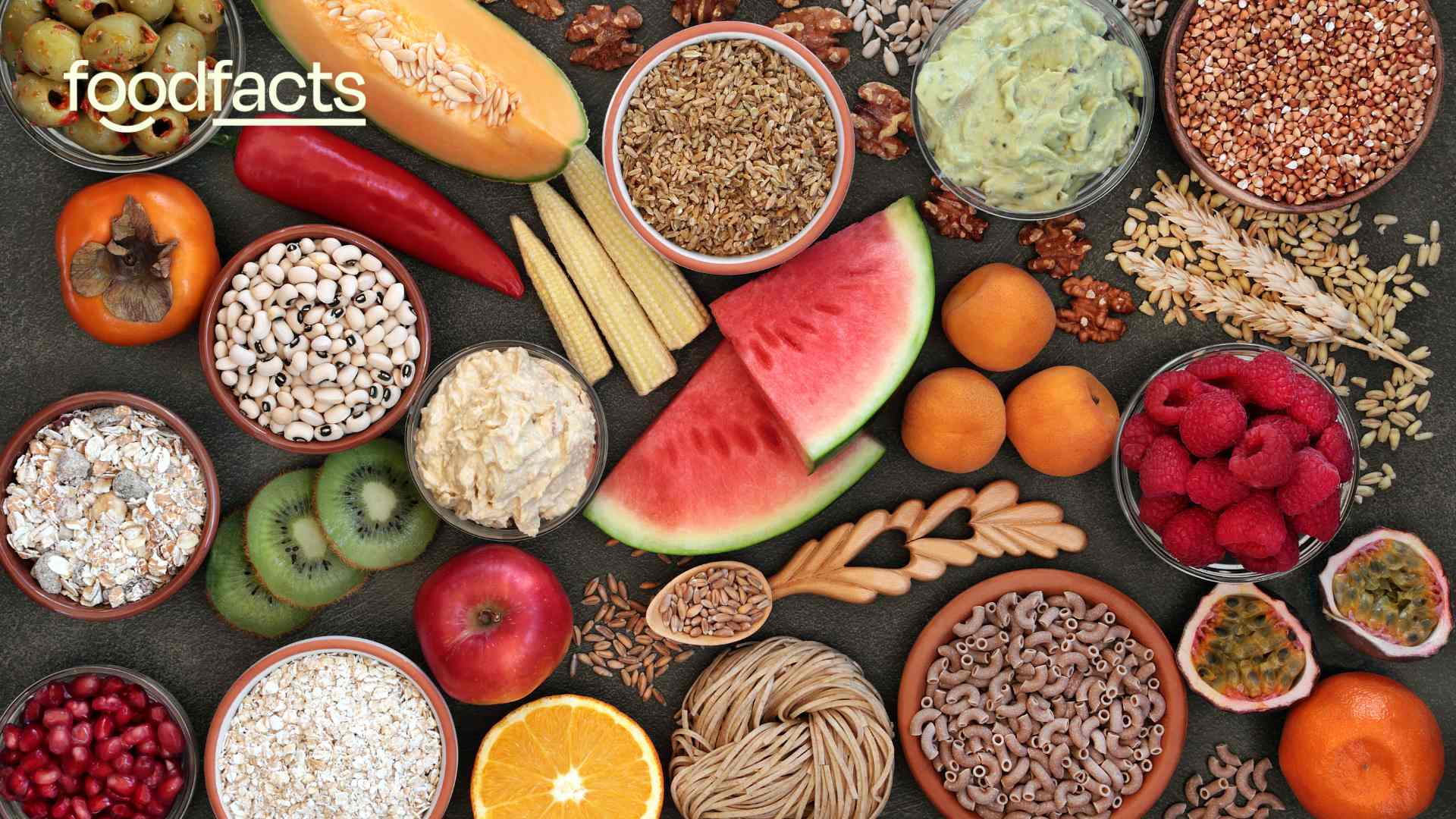 A collection of high fibre foods