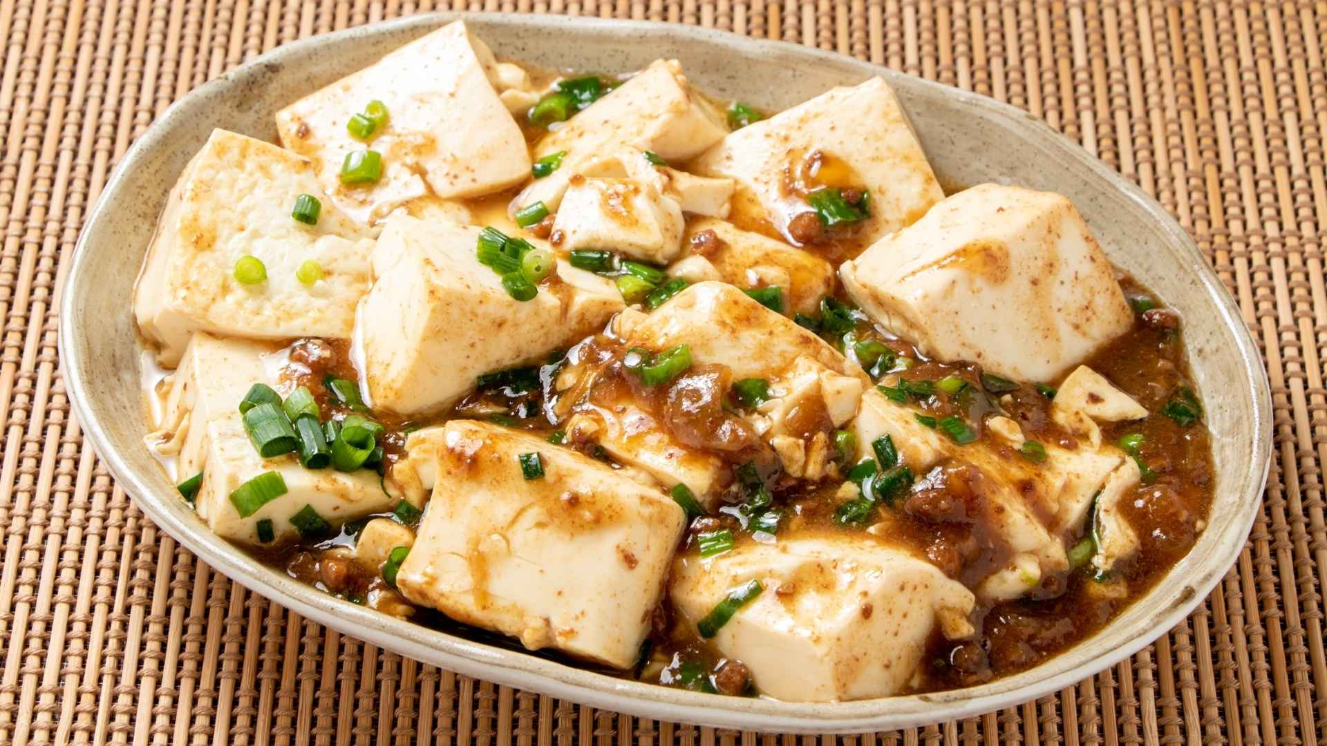 A bowl of cooked tofu