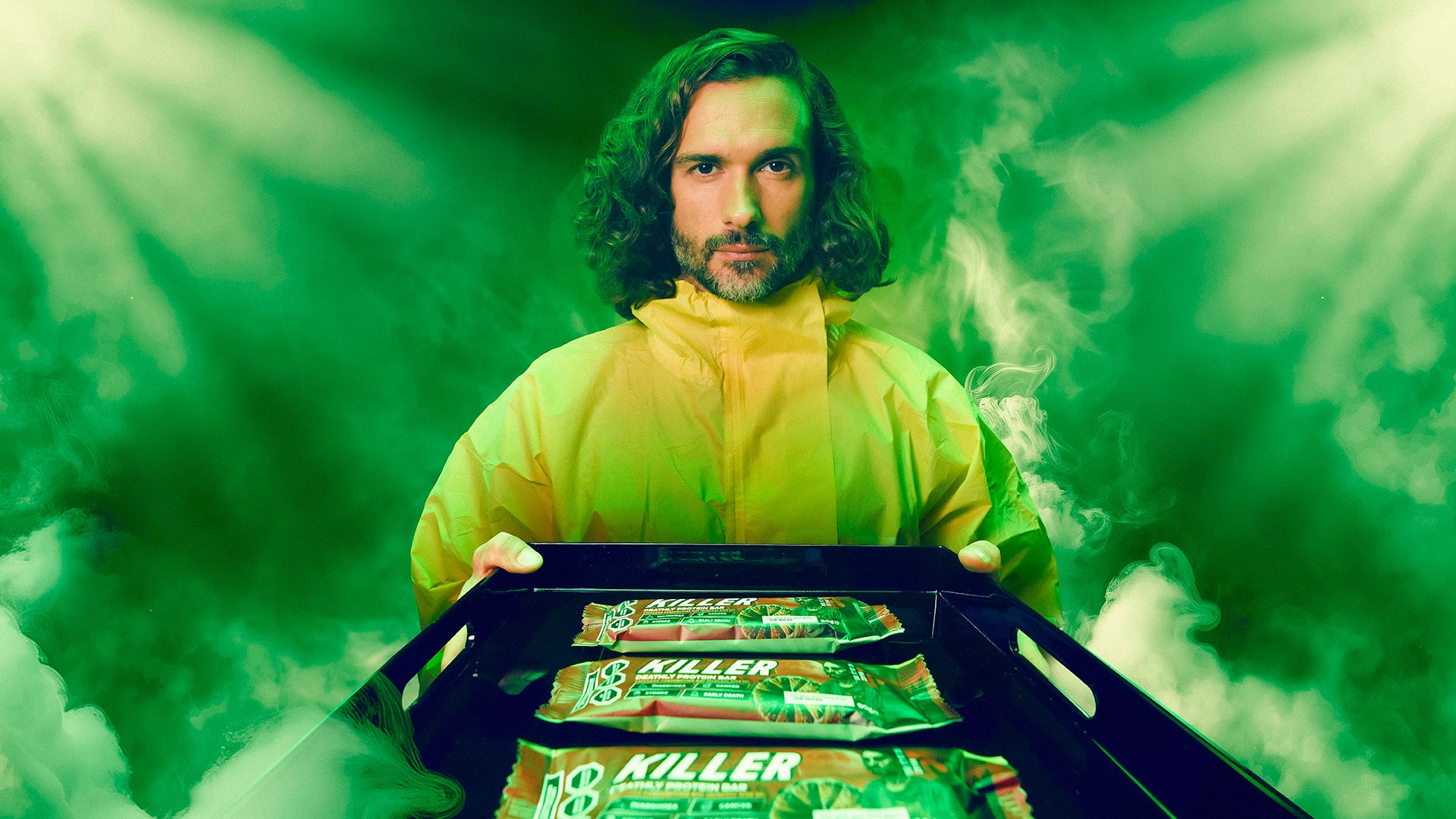 Joe Wicks holds a tray of his 'killer' protein bars