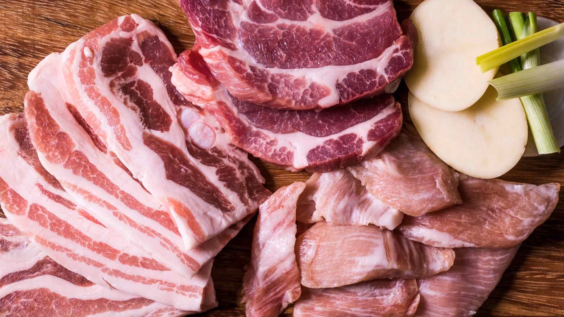 Different cuts of pork