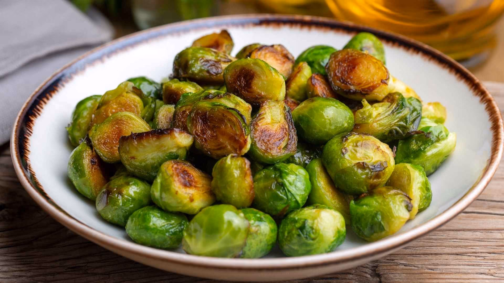 Roasted Brussels sprouts in a bowl