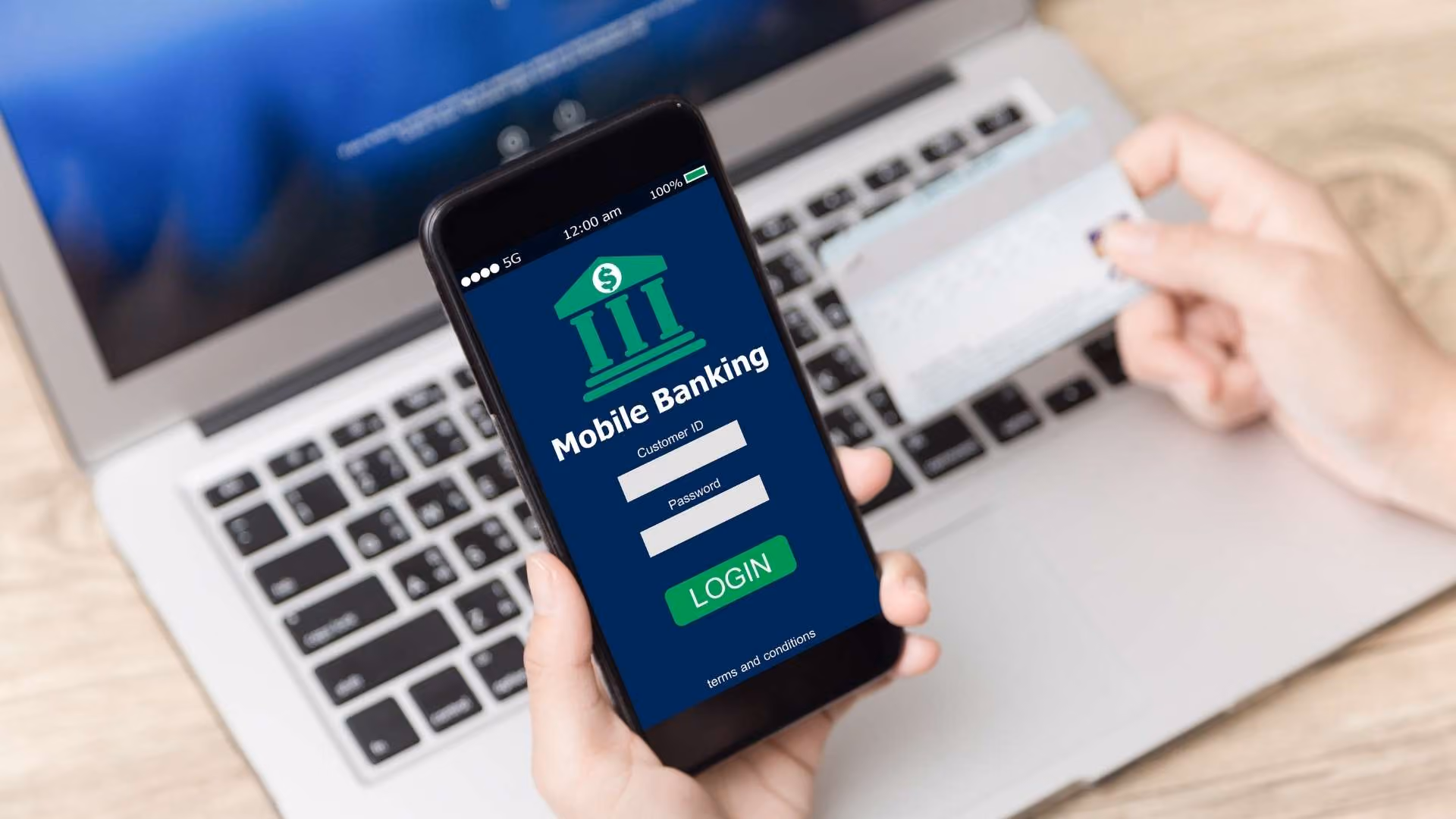 A person logs into online banking