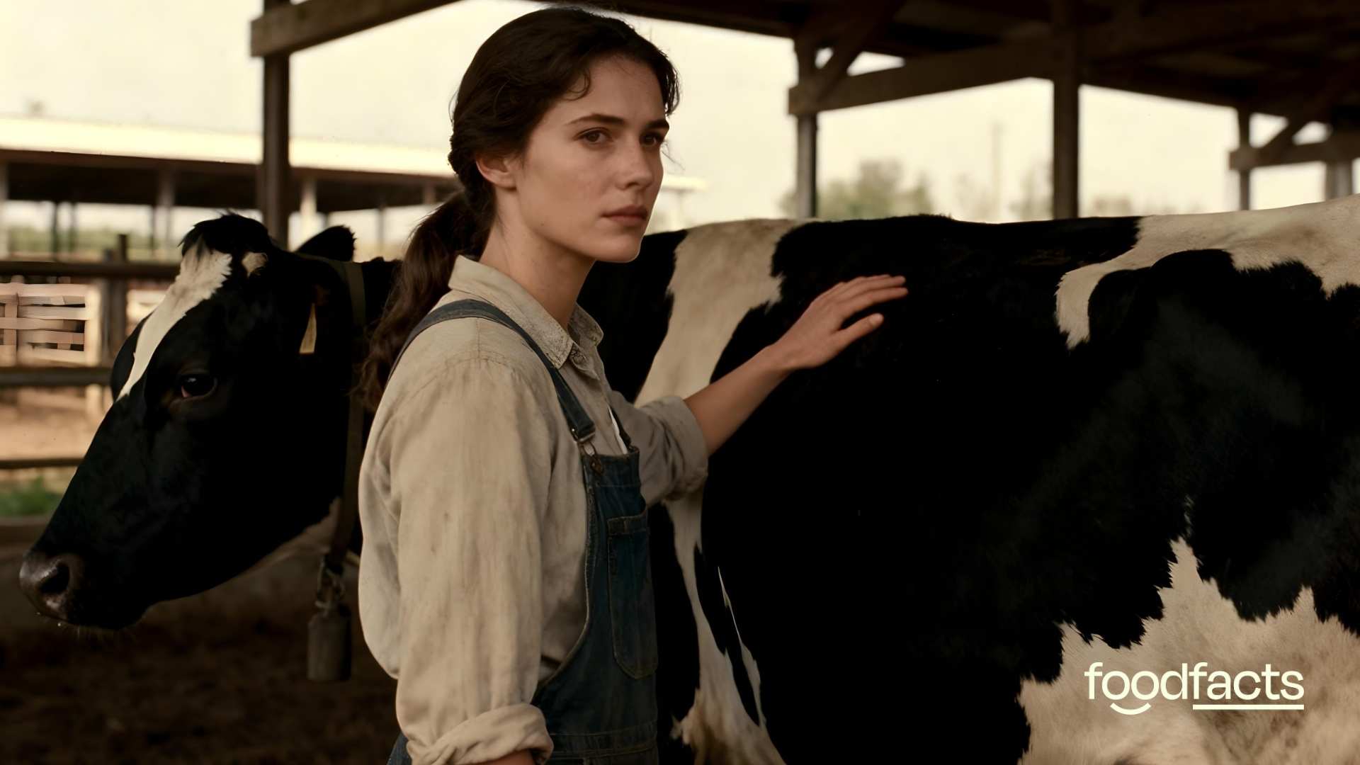 A farmer puts their hand on a cow