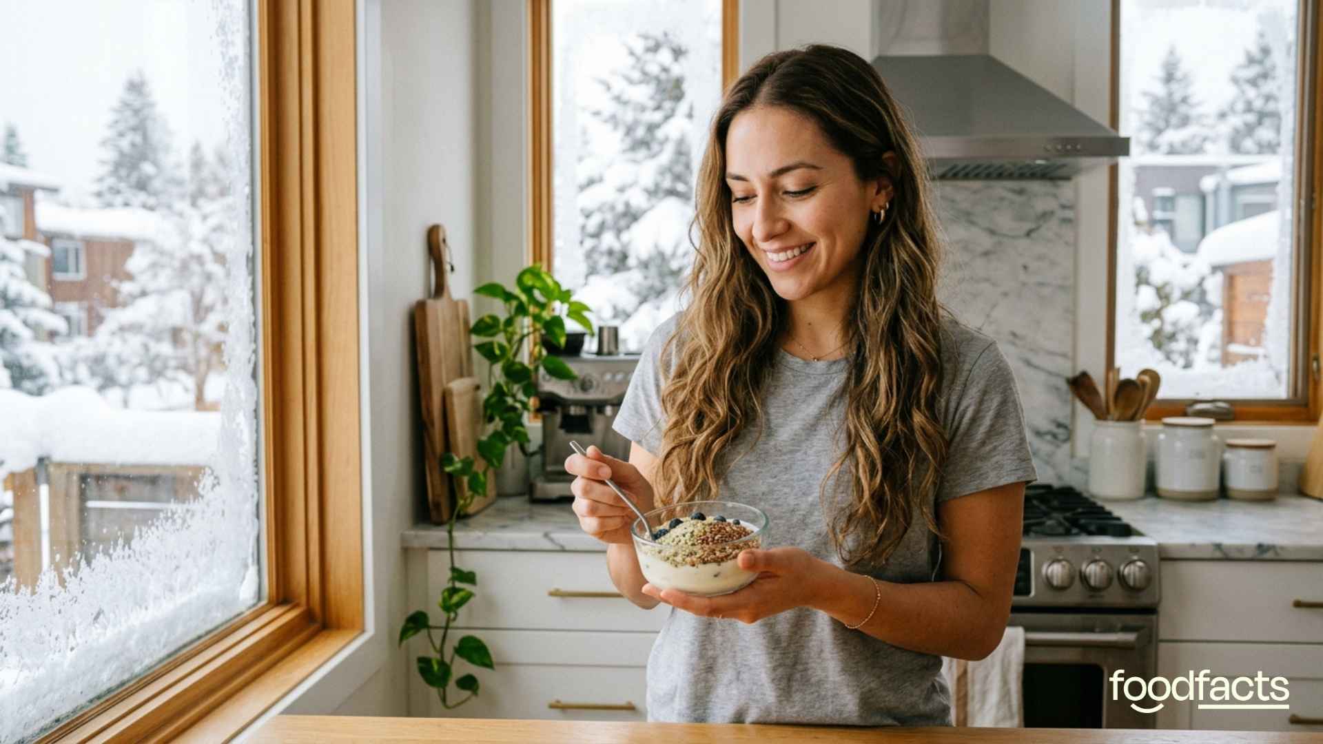 Various jars of seeds, including hemp, flax, and chia seeds