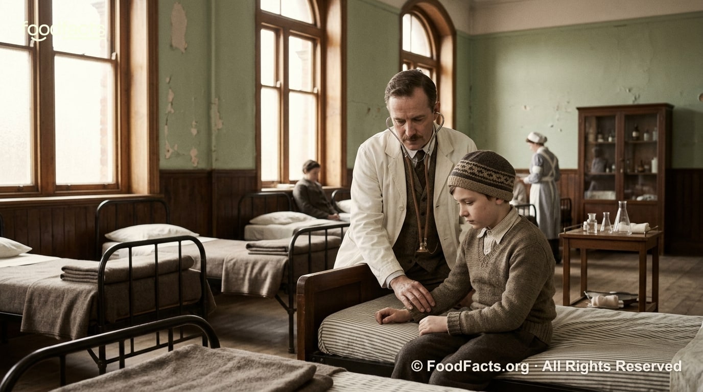 A vintage early-twentieth-century clinical research scene, evoking the era when ketogenic diets were first developed as a therapy for epilepsy.