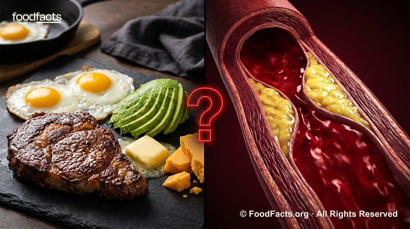 The Cholesterol Code review — a dramatic view inside a coronary artery showing cholesterol plaque narrowing the vessel as red blood cells flow through.