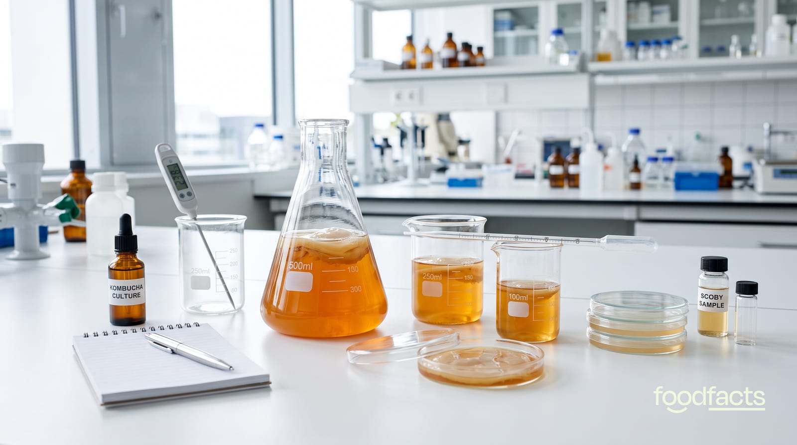 Kombucha prepared under controlled laboratory conditions