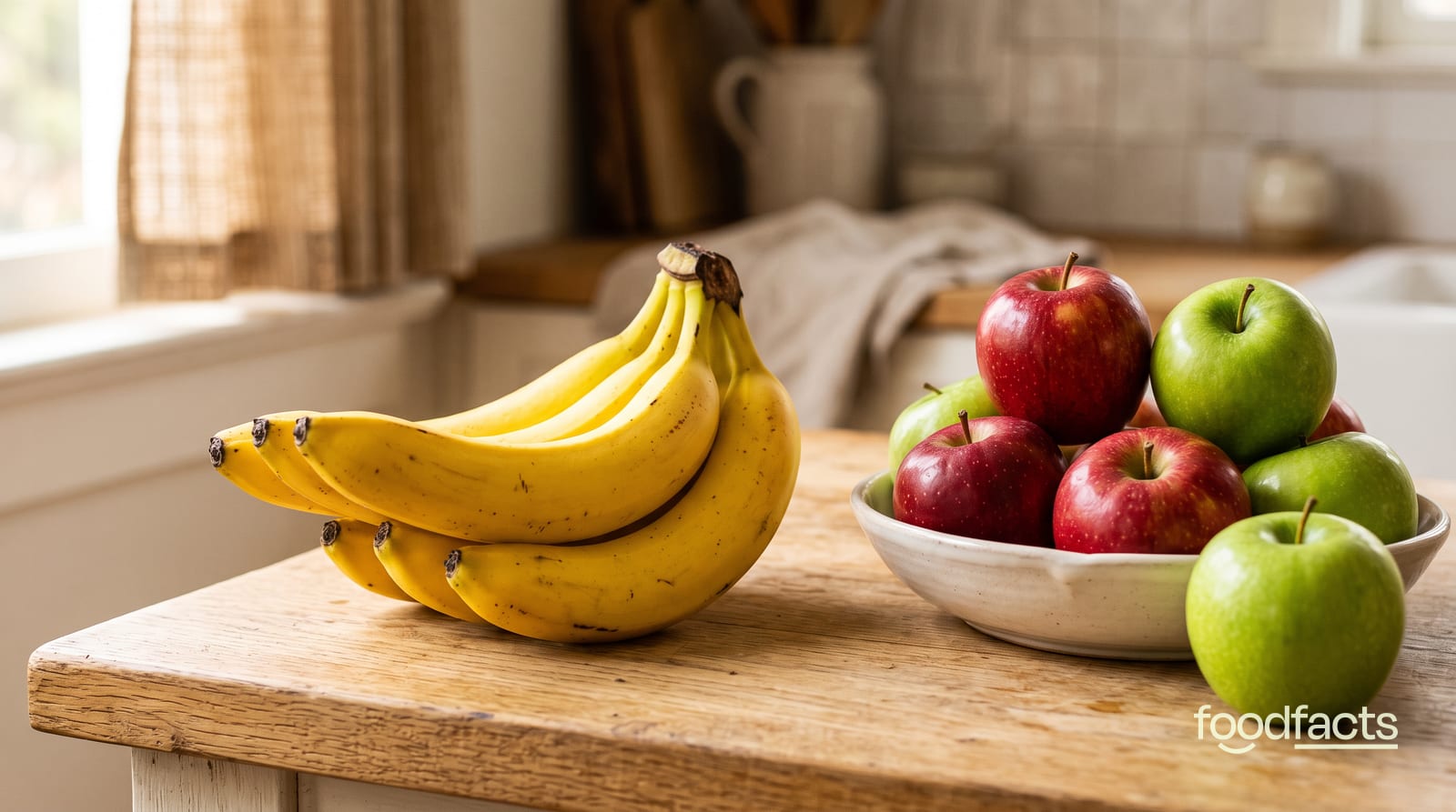 Bananas and apples stored together