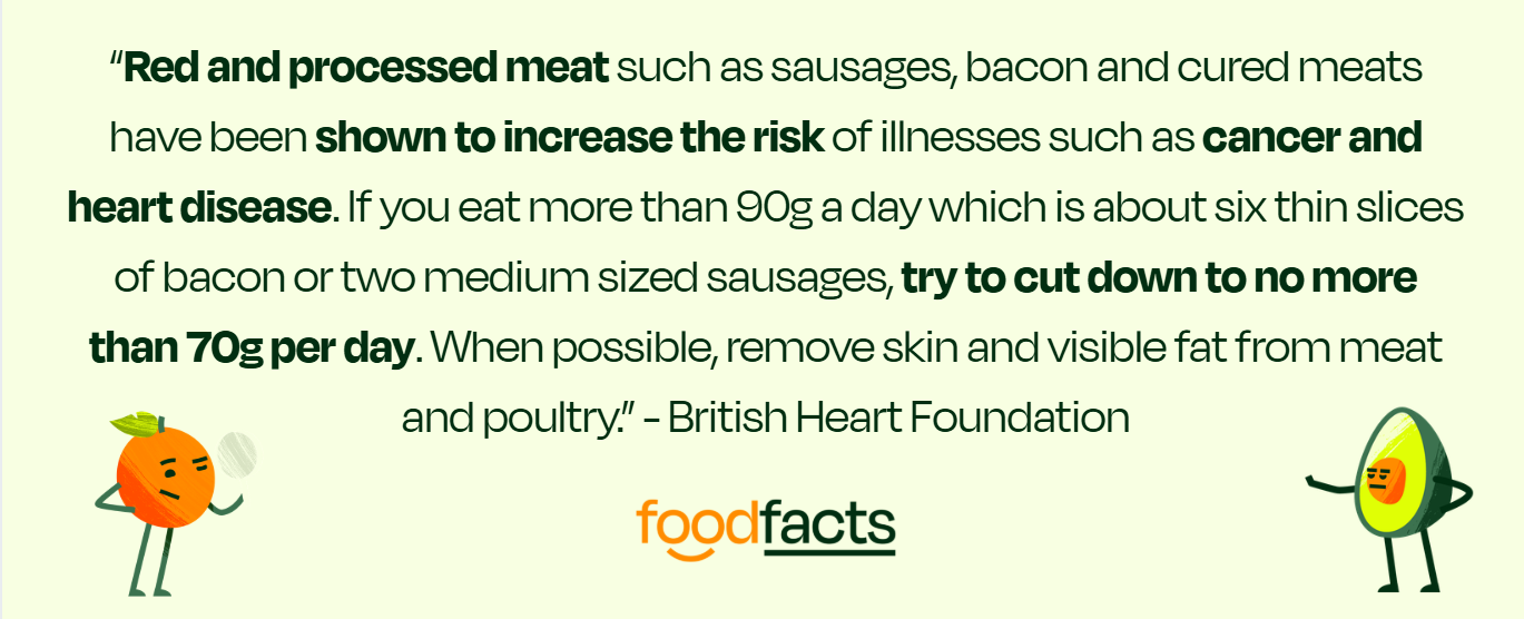 A quote from the British Heart Foundation about limiting red and processed meat consumption