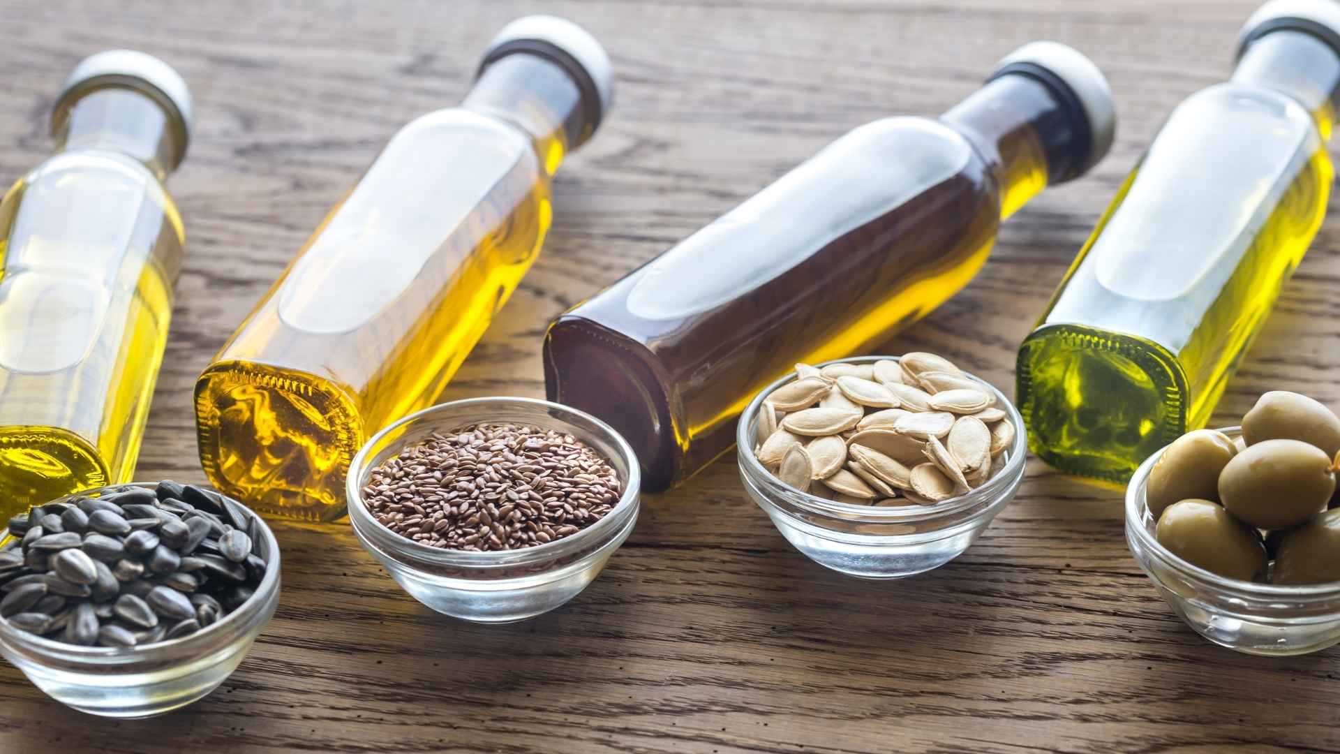 Bottles of different types of seed oils