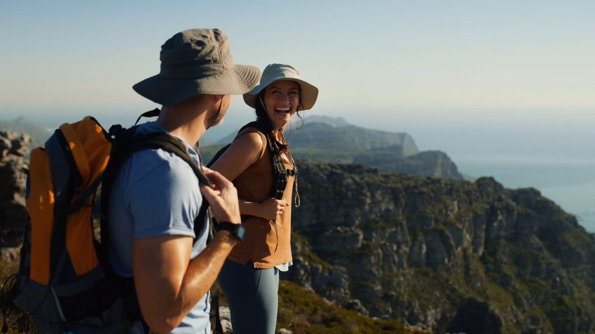 Hikers wearing protective clothing