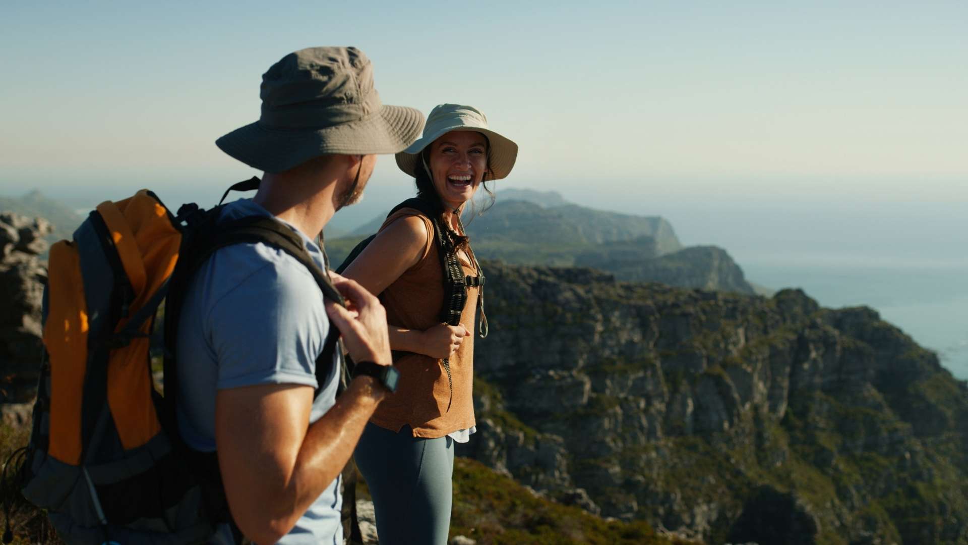 Hikers wearing protective clothing