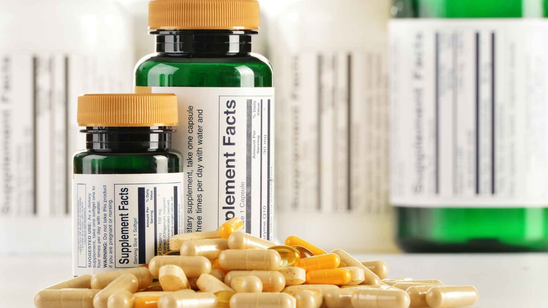 A bottle of supplements