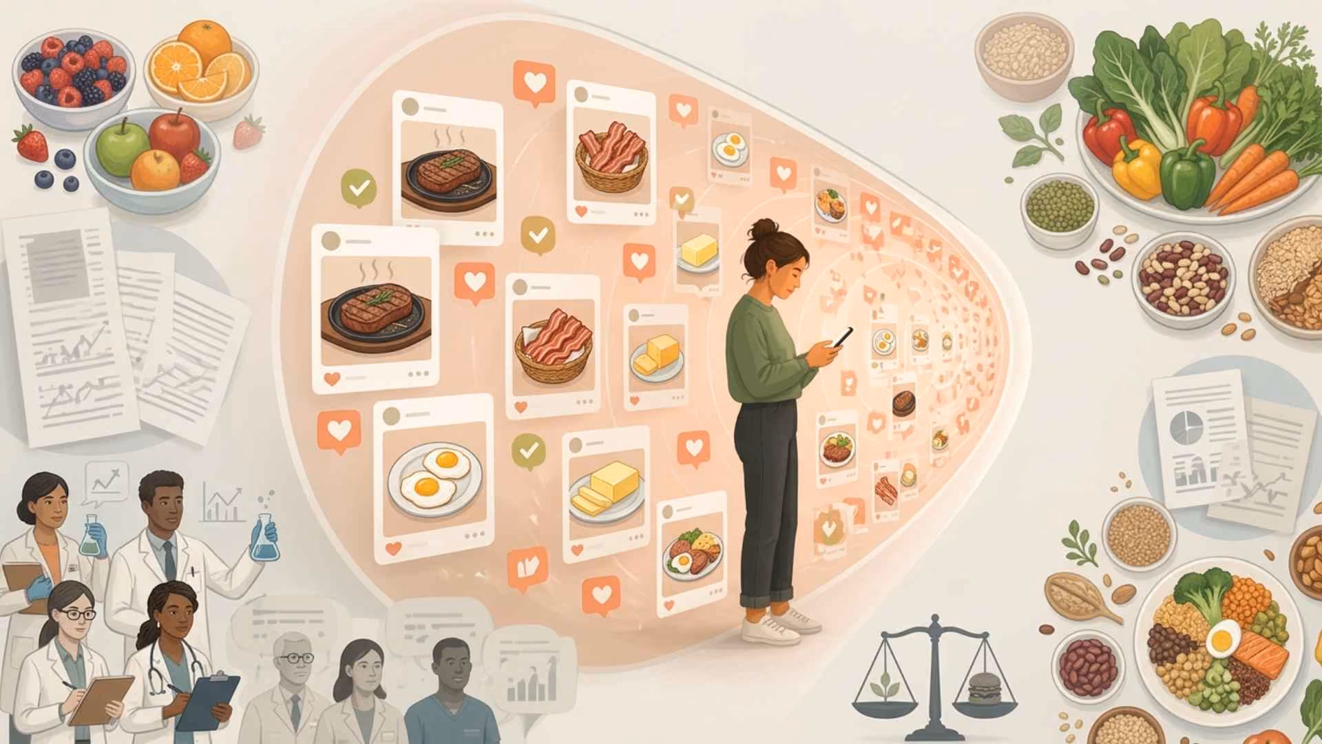 A person checks their phone as is overwhelmed with dietary information