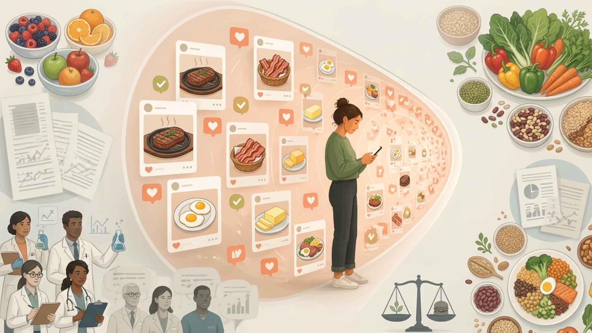 A person checks their phone as is overwhelmed with dietary information