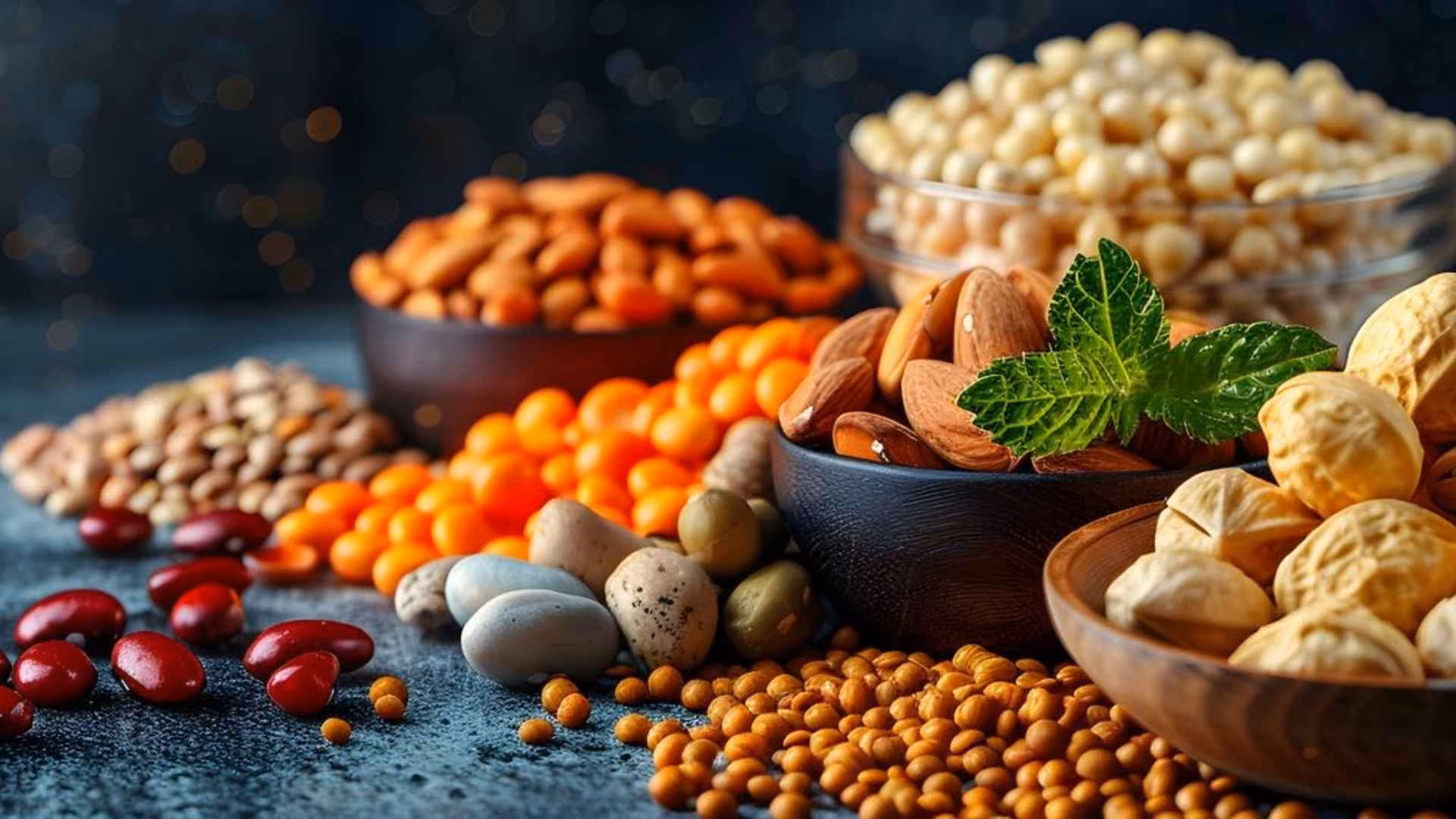 a range of nuts and pulses