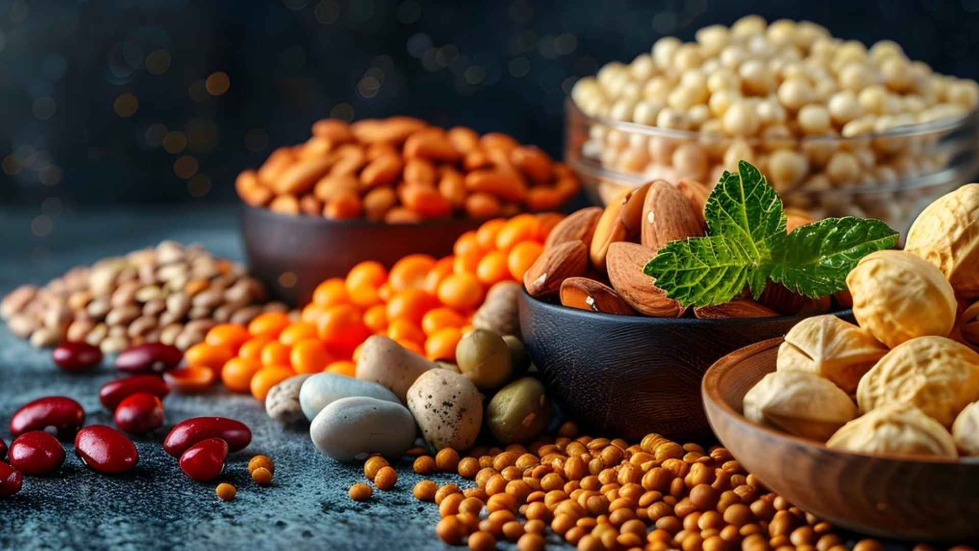 a range of nuts and pulses