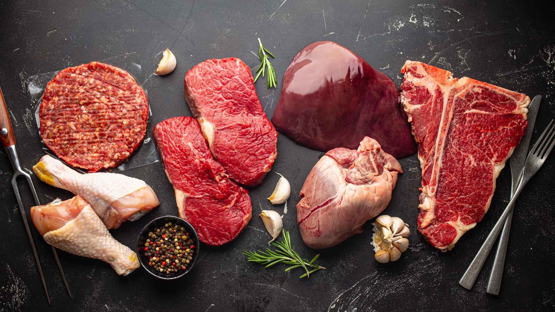 a collection of raw meats