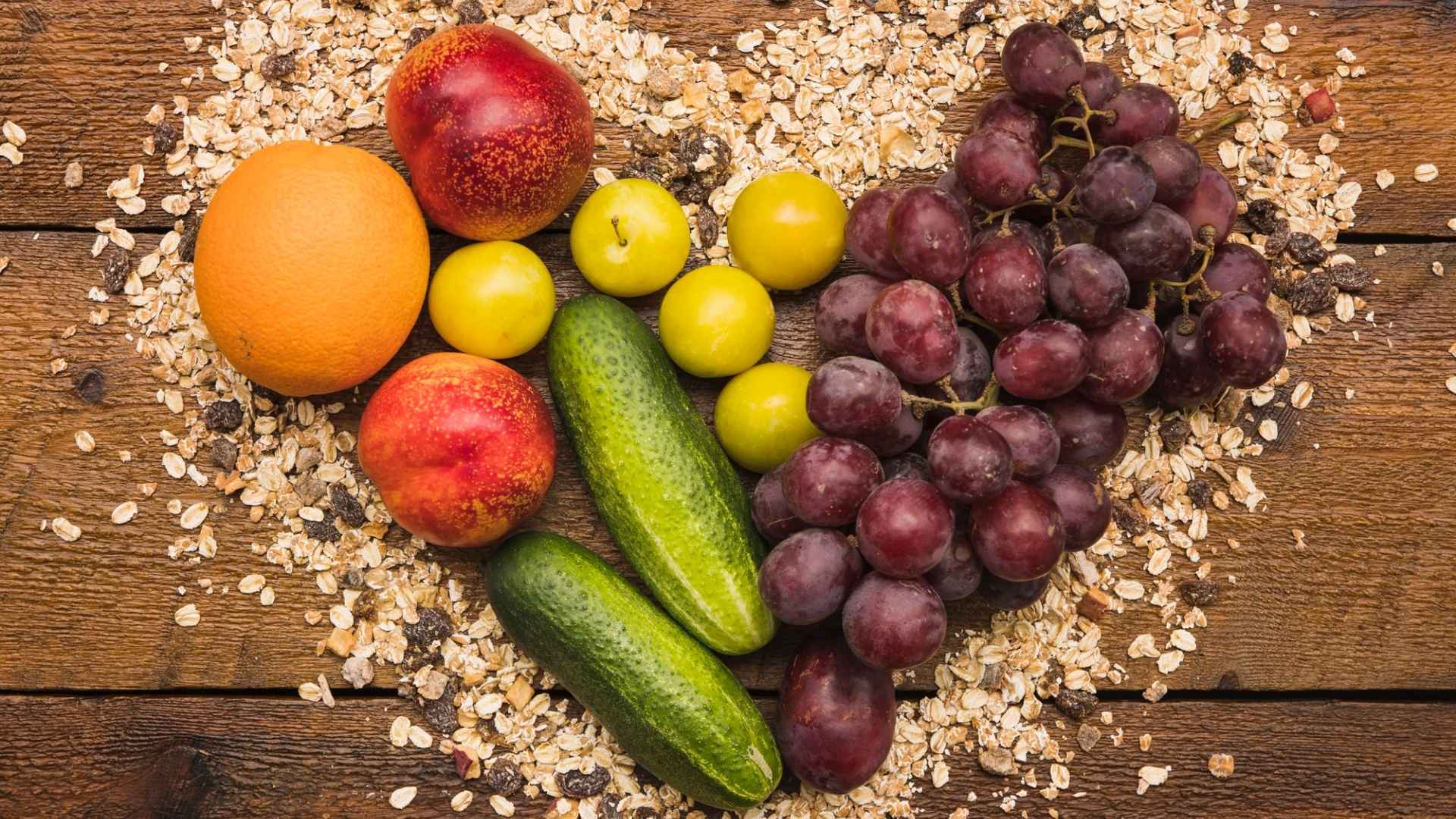 Oats and fruit and vegetables