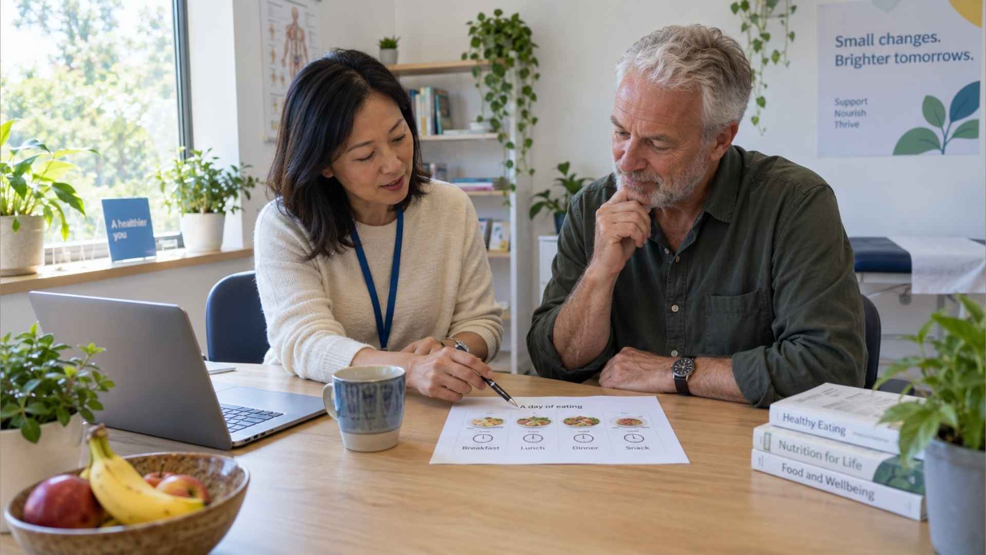 A man talking to his physician about the potential risks of time-restricted eating