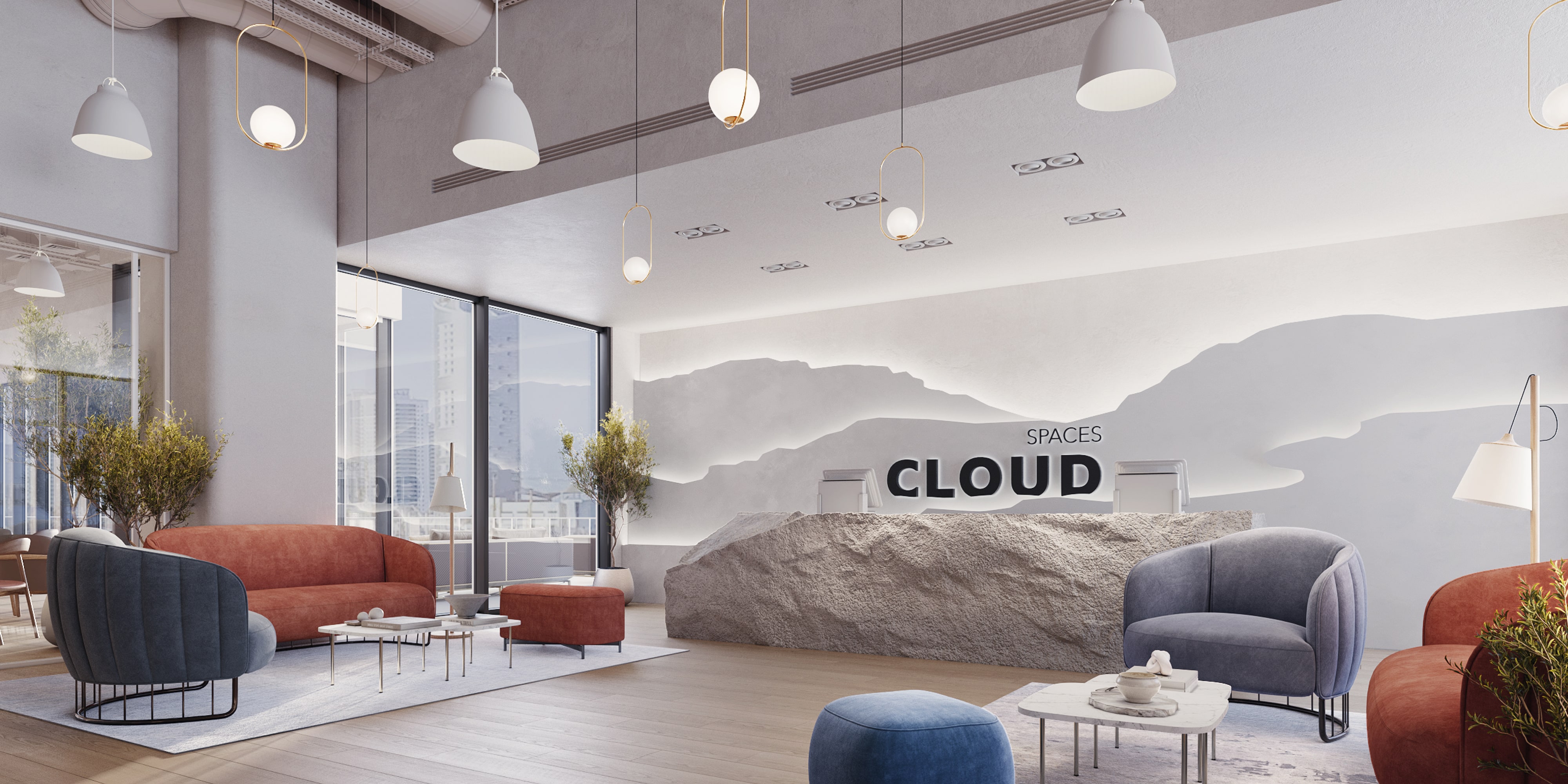 مركز مساحة عمل مشتركة حديث من كلاود سبيسز في واجهة روشن الرياض يضم مكاتب مؤثثة فاخرة