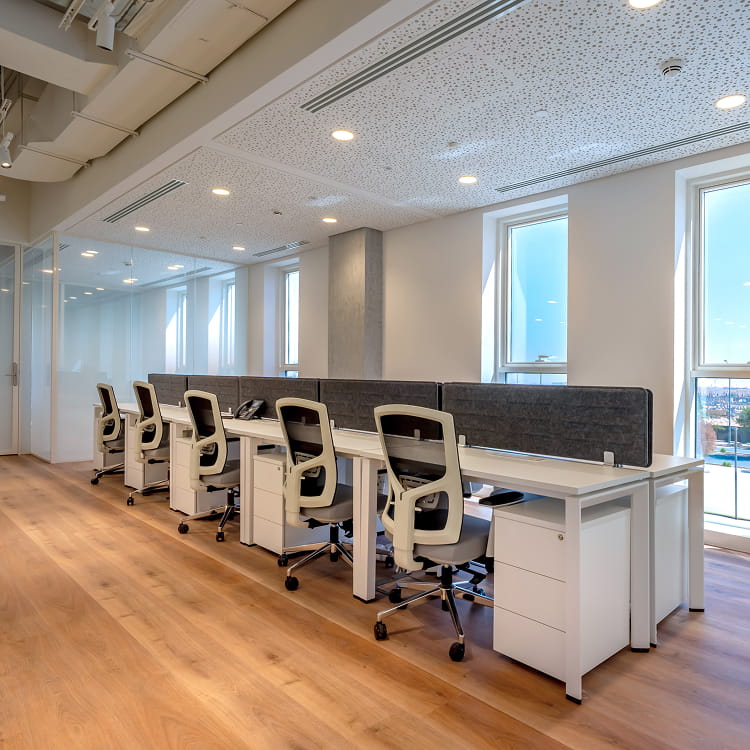 Modern furnished office at Cloud Spaces Roshn Front Riyadh with skyline views