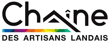 Logo de Chaîne des Artisans Landais avec un trait multicolore sous le texte.