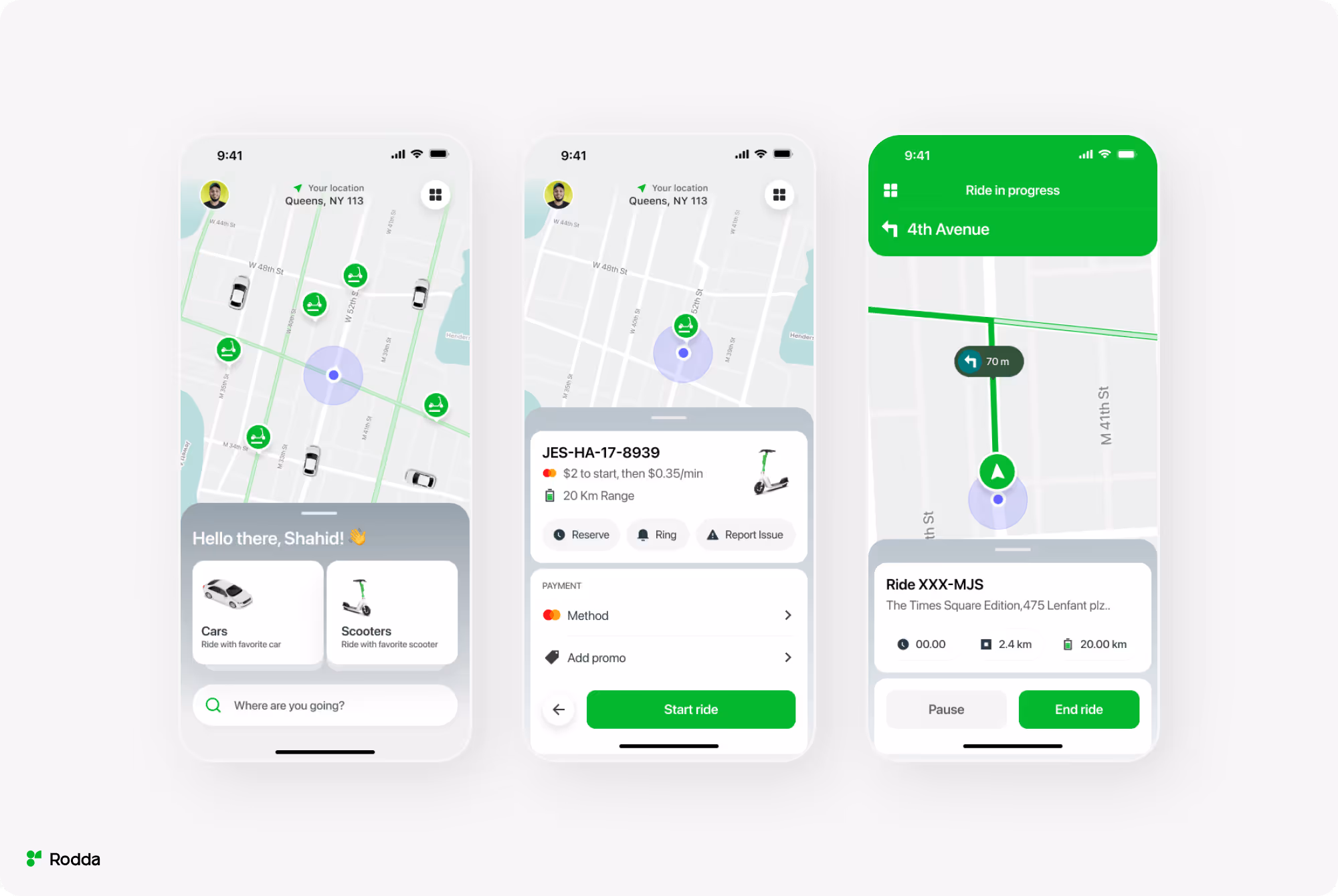 ride sharing mobile app design of wavespace