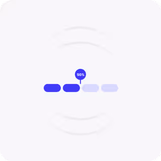 A horizontal progress bar divided into four segments with the second segment highlighted and labeled 50%.