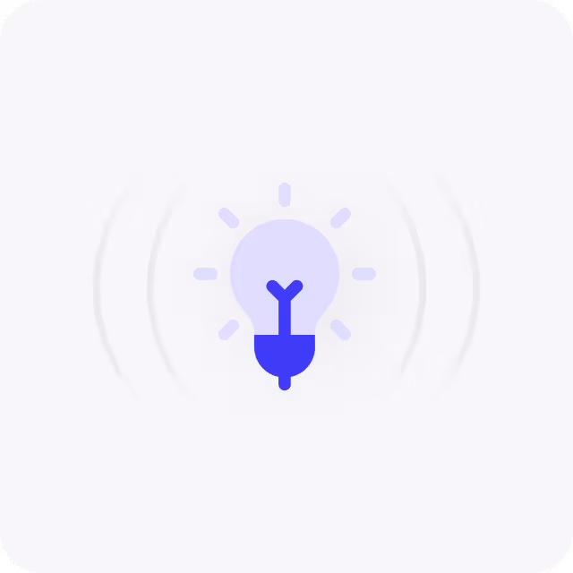 Illustration of a glowing light bulb with radiating light lines on a light background.