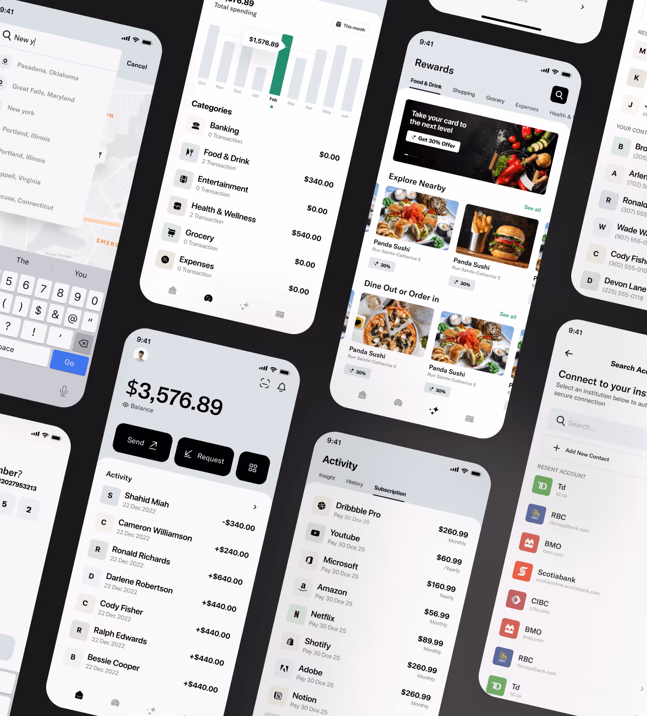 fintech app screens