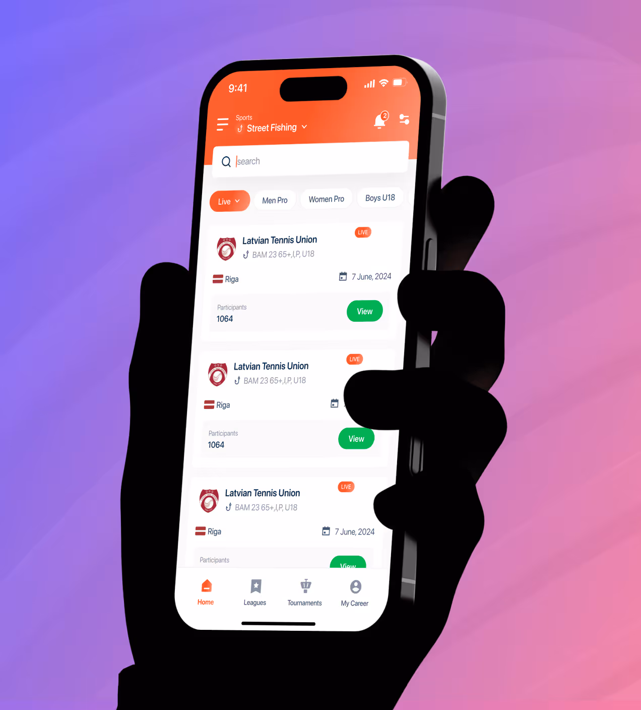sports platform mobile app ui