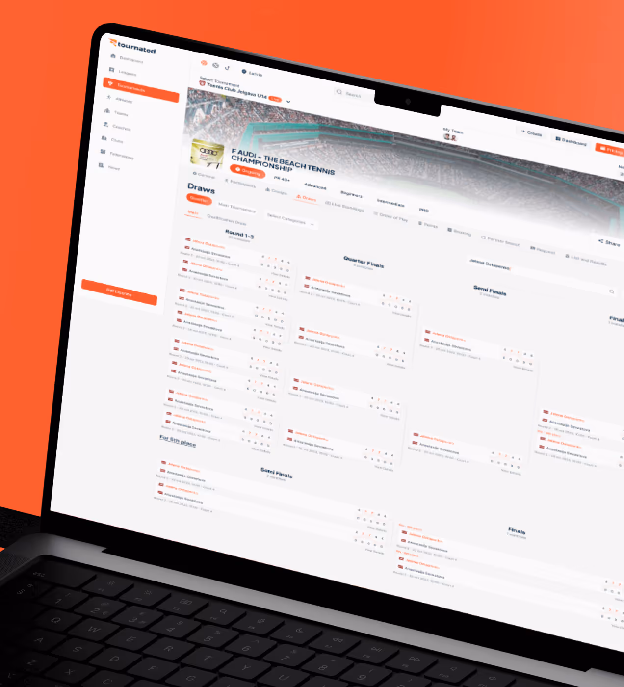 sports organization cms dashboard ui