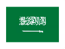Flag of Saudi Arabia with white Arabic inscription and a sword on a green background.