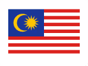 Flag of Malaysia with 14 red and white stripes and a blue canton containing a yellow crescent and a 14-point star.