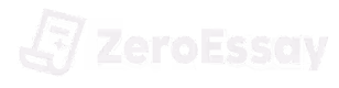 ZeroEssay logo with a stylized paper and pen icon.