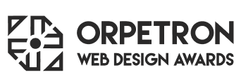 Orpetron Web Design Awards logo with geometric icon and bold typography on a black background saying Orpetron.