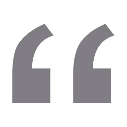 Graphic of large gray opening double quotation marks on a transparent background.