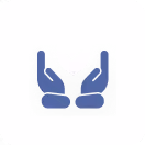 Two blue hands facing inward and slightly cupped, appearing to protect or hold.