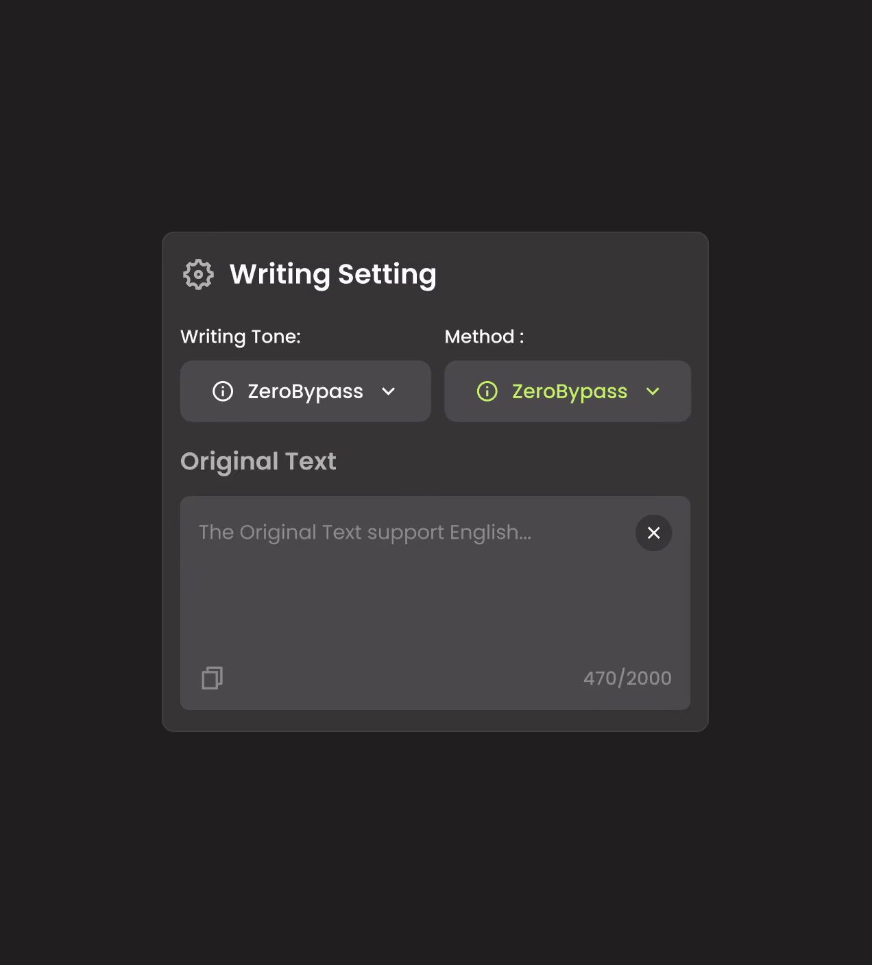 zeroessay-writing-settings-panel-ui-design