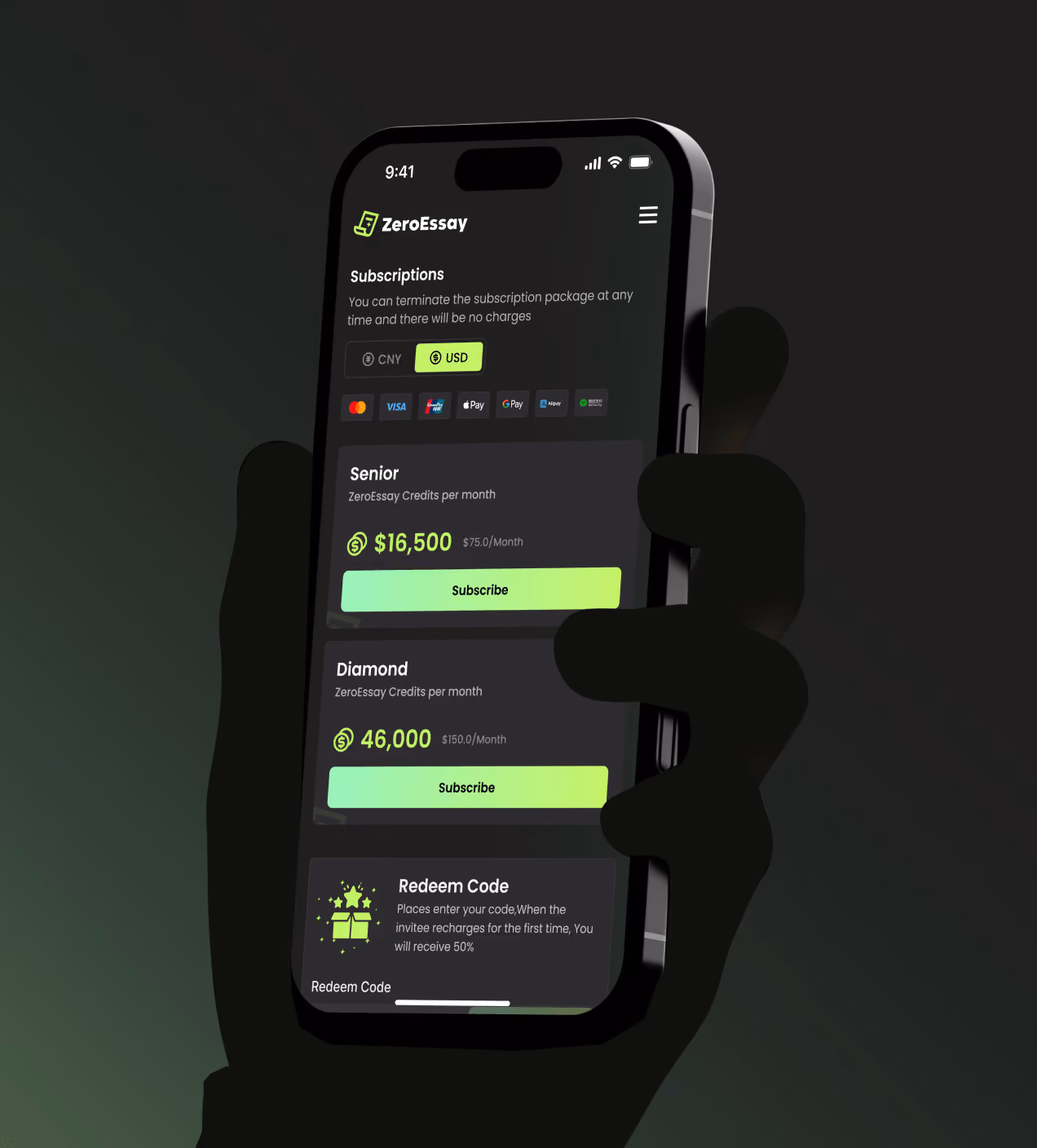 zeroessay-referral-credits-ui-design