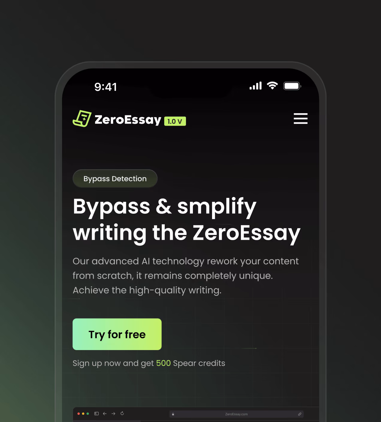 zeroessay-mobile-landing-writing-settings-ui