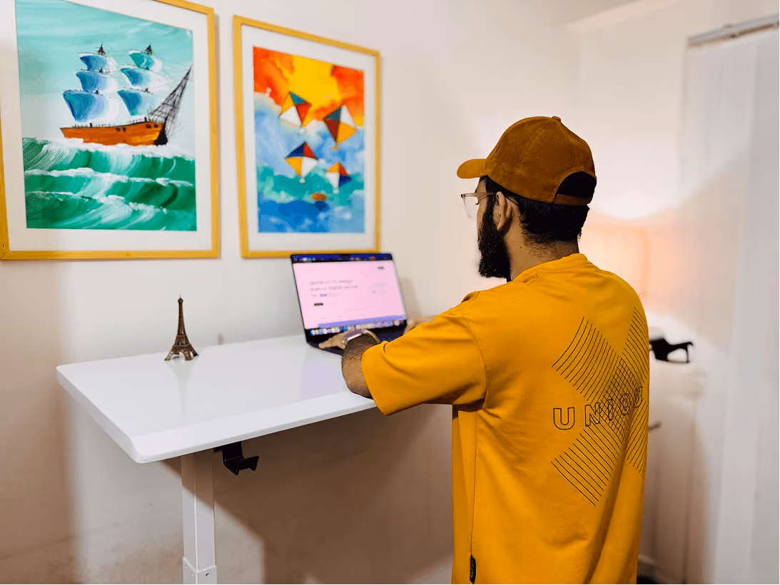 Founder of Wavespace working at a desk